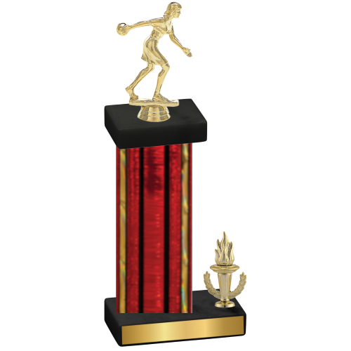 Accented Single Red Glacier Victory Bowling Trophy