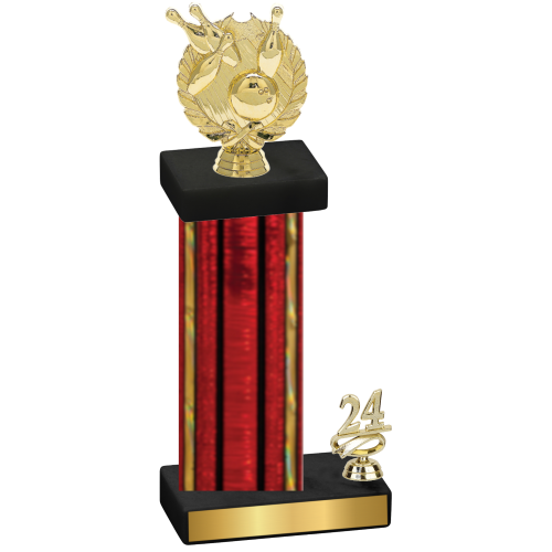 Accented Single Red Glacier Year Bowling Trophy