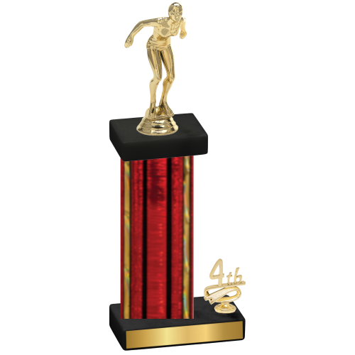 Accented Single Red Glacier Fourth Place Tennis Trophy