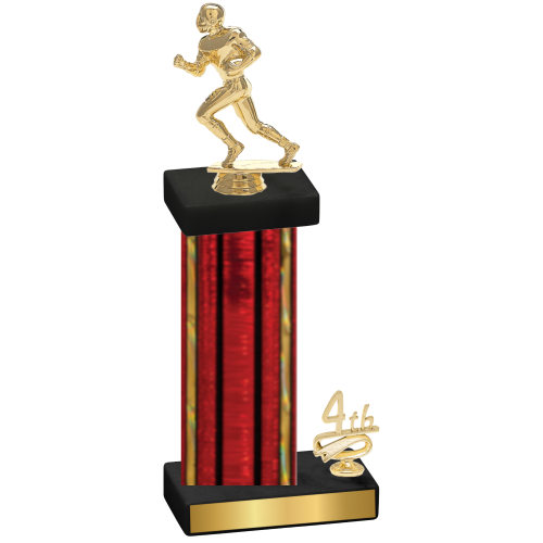 Accented Single Red Glacier Fourth Place Football Trophy