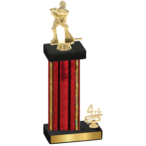 Accented Single Red Glacier Fourth Place Hockey Trophy