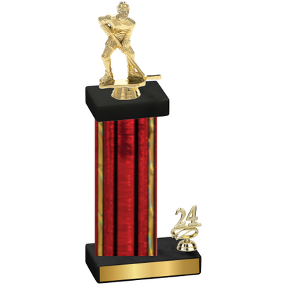 Accented Single Red Glacier Year Hockey Trophy