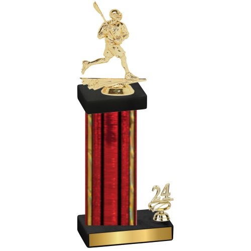 Accented Single Red Glacier Year Lacrosse Trophy