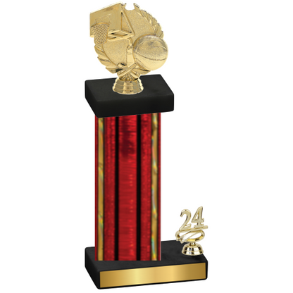 Accented Single Red Glacier Year Basketball Trophy