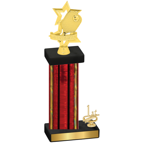 Accented Single Red Glacier First Place Pickleball Trophy