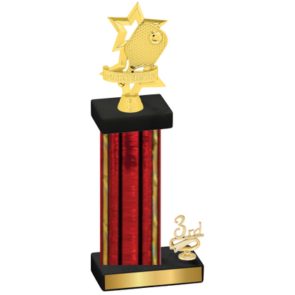 Accented Single Red Glacier Third Place Pickleball Trophy