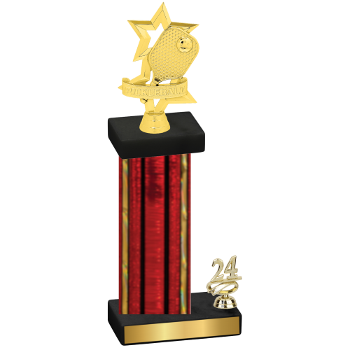 Accented Single Red Glacier Year Pickleball Trophy