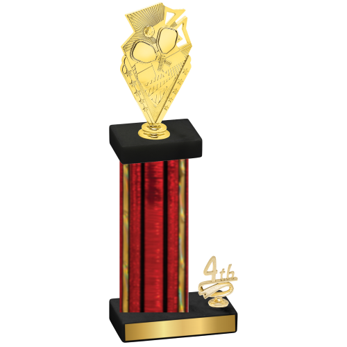 Accented Single Red Glacier Fourth Place Pickleball Trophy