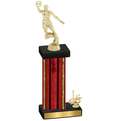 Accented Single Red Glacier First Place Basketball Trophy