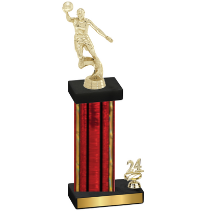 Accented Single Red Glacier Year Basketball Trophy