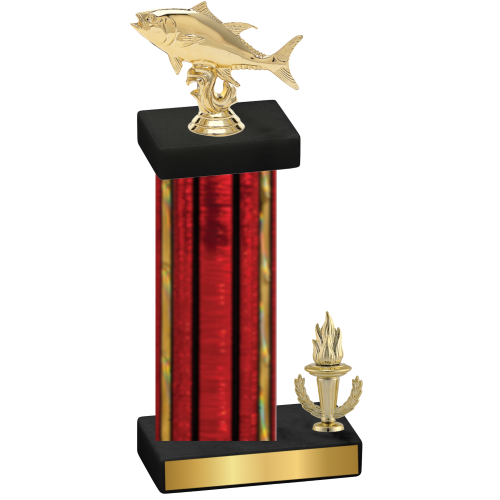Accented Single Red Glacier Victory Fishing Trophy
