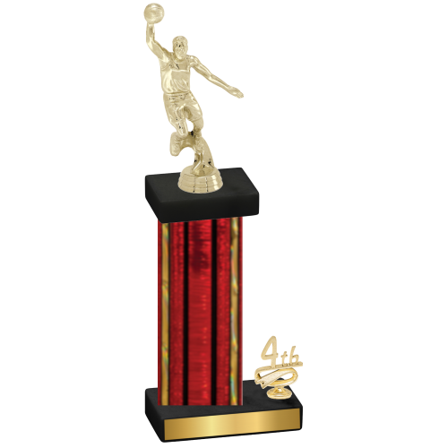 Accented Single Red Glacier Fourth Place Basketball Trophy