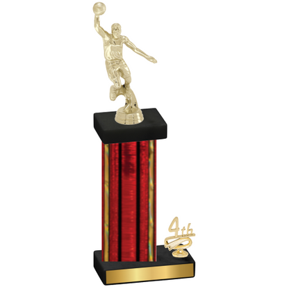 Accented Single Red Glacier Fourth Place Basketball Trophy