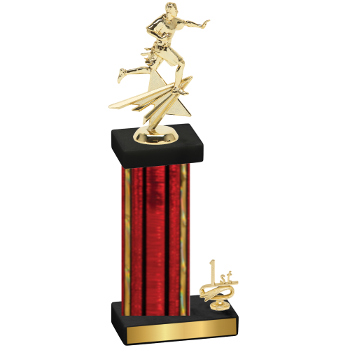 Accented Single Red Glacier First Place Flag Football Trophy