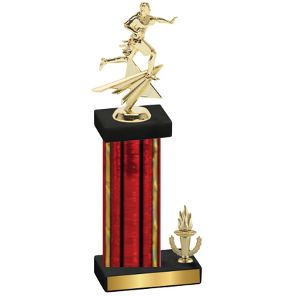 Accented Single Red Glacier Victory Flag Football Trophy