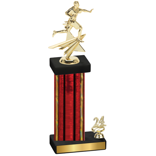 Accented Single Red Glacier Year Flag Football Trophy