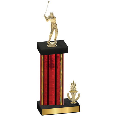 Accented Single Red Glacier Victory Golf Trophy
