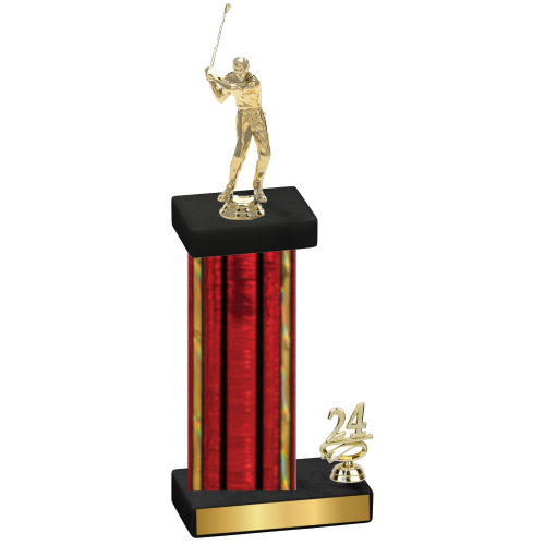 Accented Single Red Glacier Year Golf Trophy