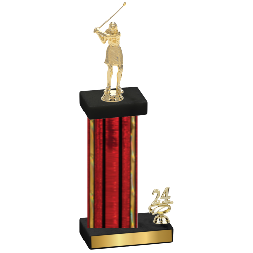 Accented Single Red Glacier Year Golf Trophy