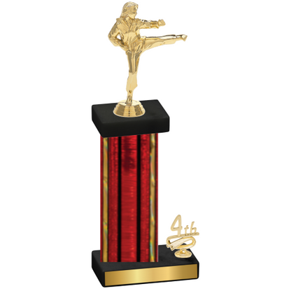 Accented Single Red Glacier Fourth Place Karate Trophy