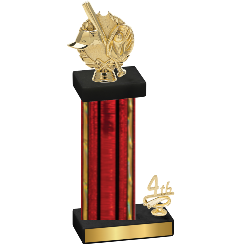 Accented Single Red Glacier Fourth Place Baseball Trophy