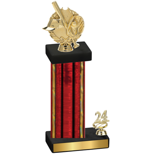 Accented Single Red Glacier Year Baseball Trophy