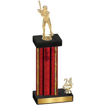 Accented Single Red Glacier Year Baseball Trophy