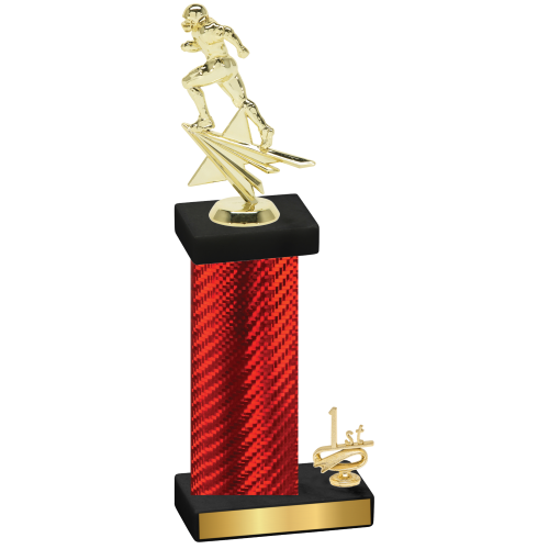 Accented Single Red Carbon Fiber First Place Football Trophy