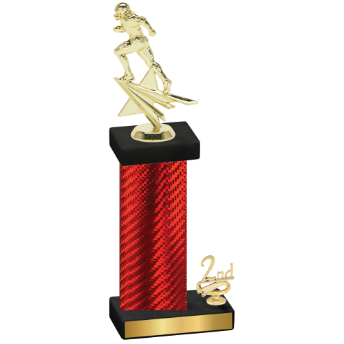 Accented Single Red Carbon Fiber Second Place Football Trophy