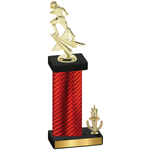 Accented Single Red Carbon Fiber Victory Football Trophy