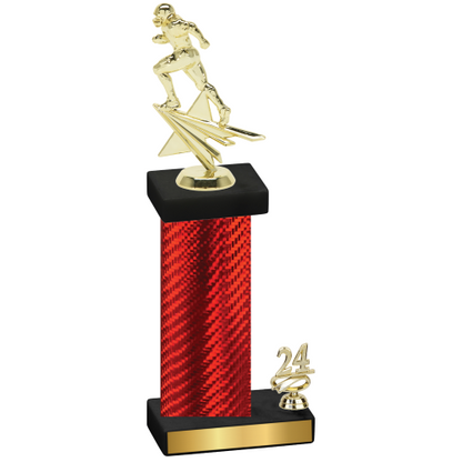 Accented Single Red Carbon Fiber Year Football Trophy