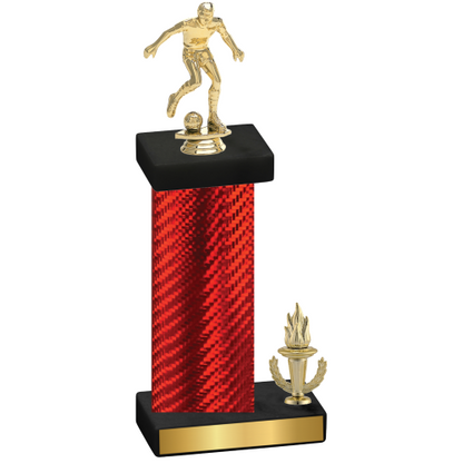 Accented Single Red Carbon Fiber Victory Soccer Trophy