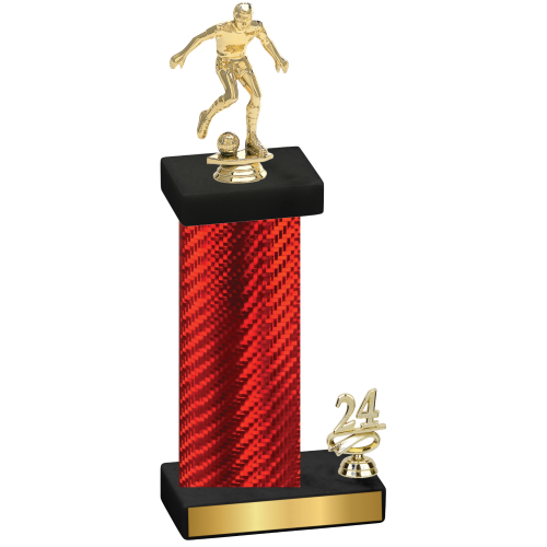 Accented Single Red Carbon Fiber Year Soccer Trophy