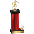 Accented Single Red Carbon Fiber First Place Soccer Trophy