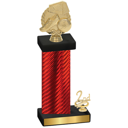 Accented Single Red Carbon Fiber Second Place Soccer Trophy