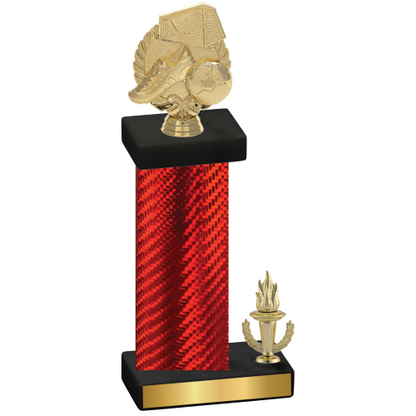 Accented Single Red Carbon Fiber Victory Soccer Trophy