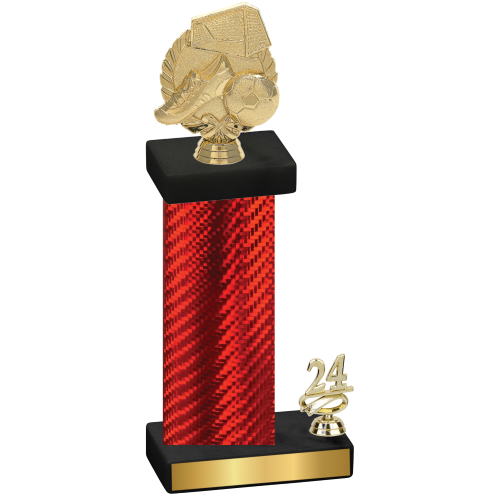 Accented Single Red Carbon Fiber Year Soccer Trophy