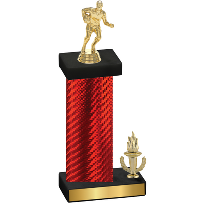 Accented Single Red Carbon Fiber Victory Rugby Trophy