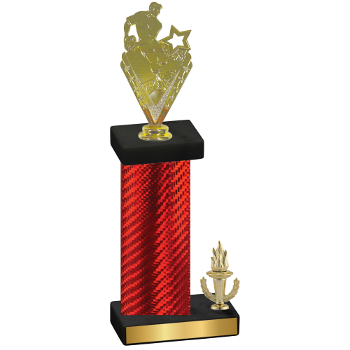 Accented Single Red Carbon Fiber Victory Rugby Trophy