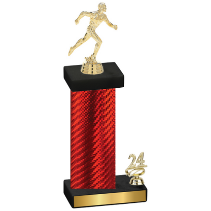 Accented Single Red Carbon Fiber Year Running Trophy