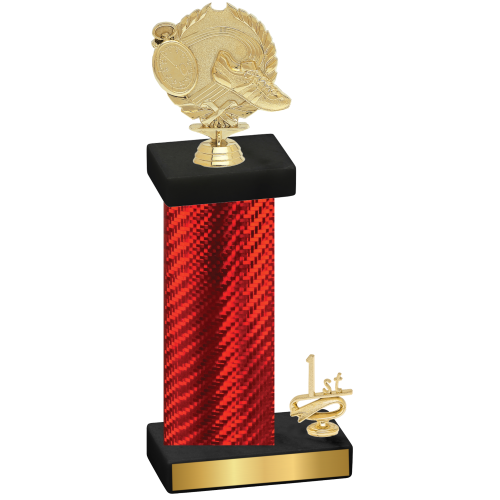 Accented Single Red Carbon Fiber First Place Running Trophy