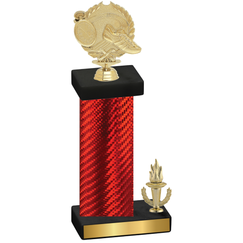 Accented Single Red Carbon Fiber Victory Running Trophy