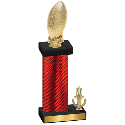 Accented Single Red Carbon Fiber Victory Football Trophy