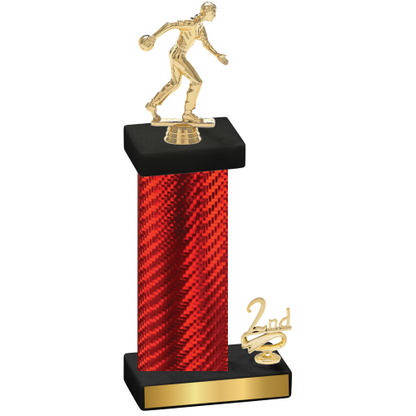 Accented Single Red Carbon Fiber Second Place Bowling Trophy