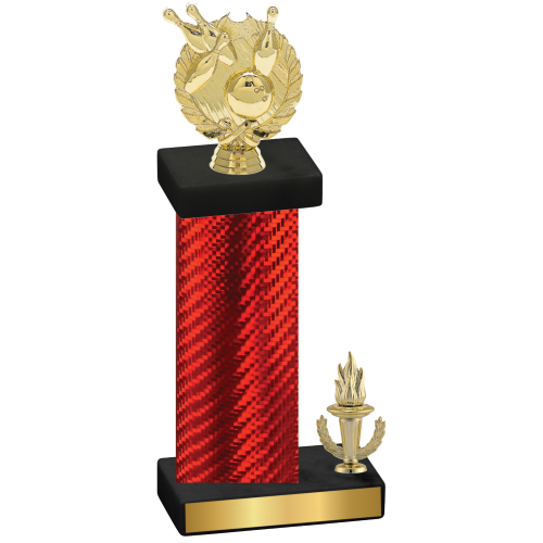 Accented Single Red Carbon Fiber Victory Bowling Trophy