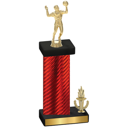 Accented Single Red Carbon Fiber Victory Volleyball Trophy