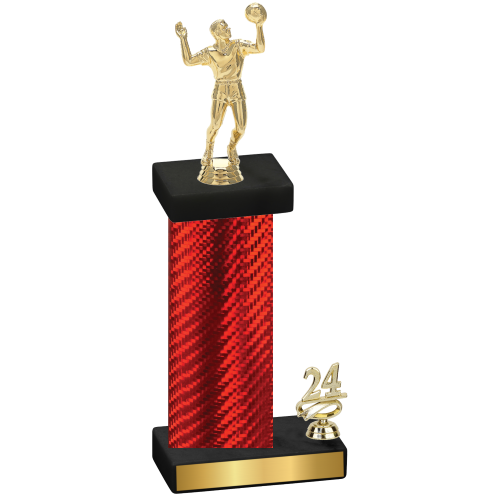 Accented Single Red Carbon Fiber Year Volleyball Trophy