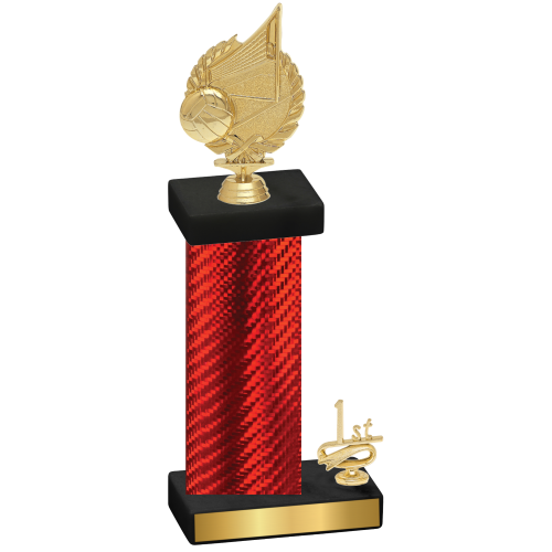 Accented Single Red Carbon Fiber First Place Volleyball Trophy