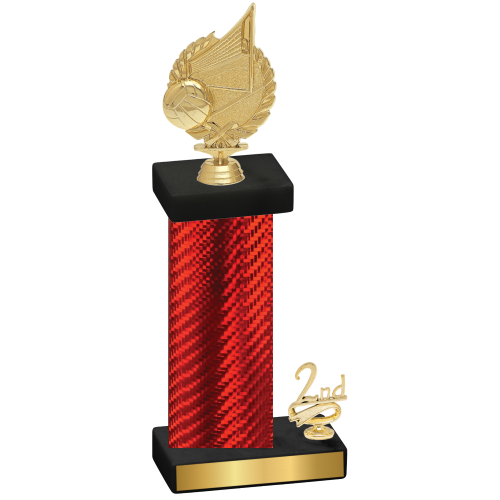 Accented Single Red Carbon Fiber Second Place Volleyball Trophy