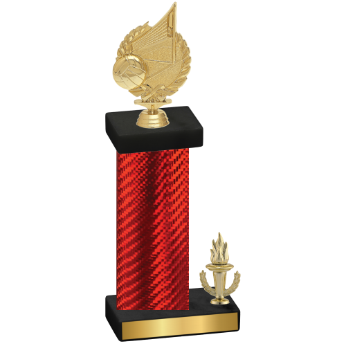 Accented Single Red Carbon Fiber Victory Volleyball Trophy